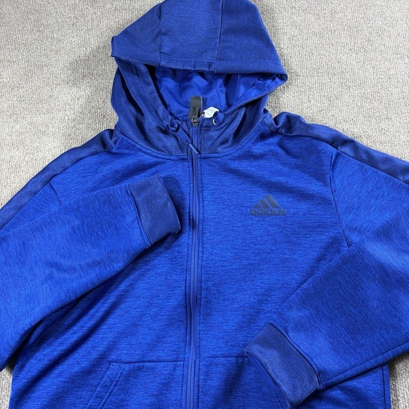 adidas Other - Adidas Mens Medium Blue Full Zip Hoodie Climalite Athletic Jacket